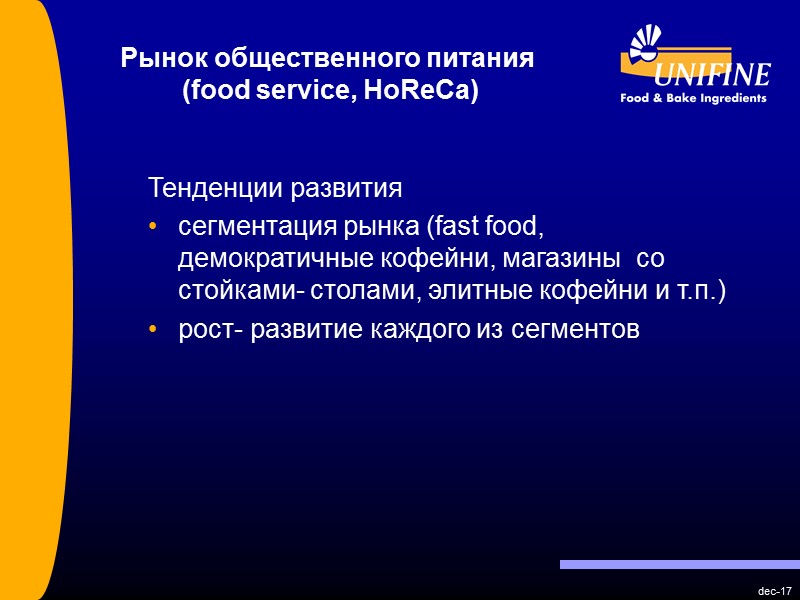 dec-17 Рынок общественного питания  (food service, HoReCa)  Тенденции развития сегментация рынка (fast